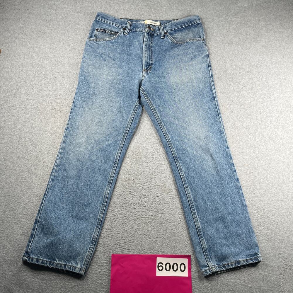 Lee Regular Fit Denim Jeans Light Blue Distressed Mens 36x30